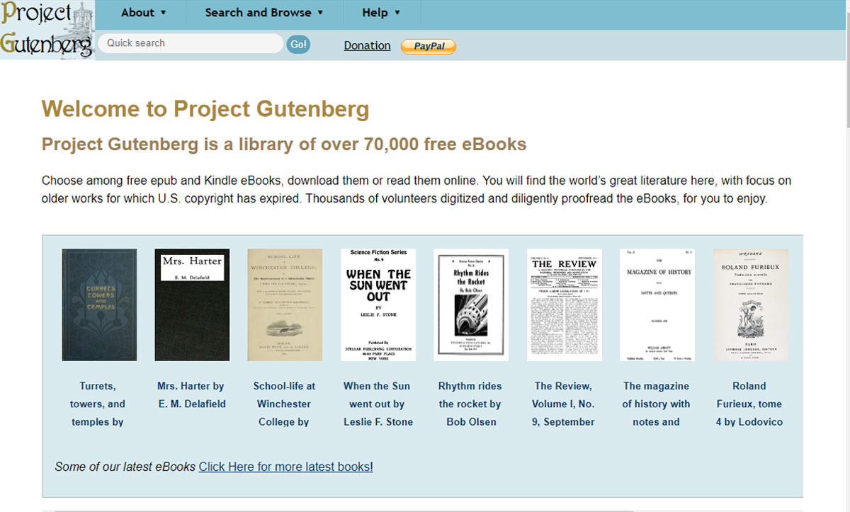 Navigating Project Gutenberg's Digital Library for eBooks